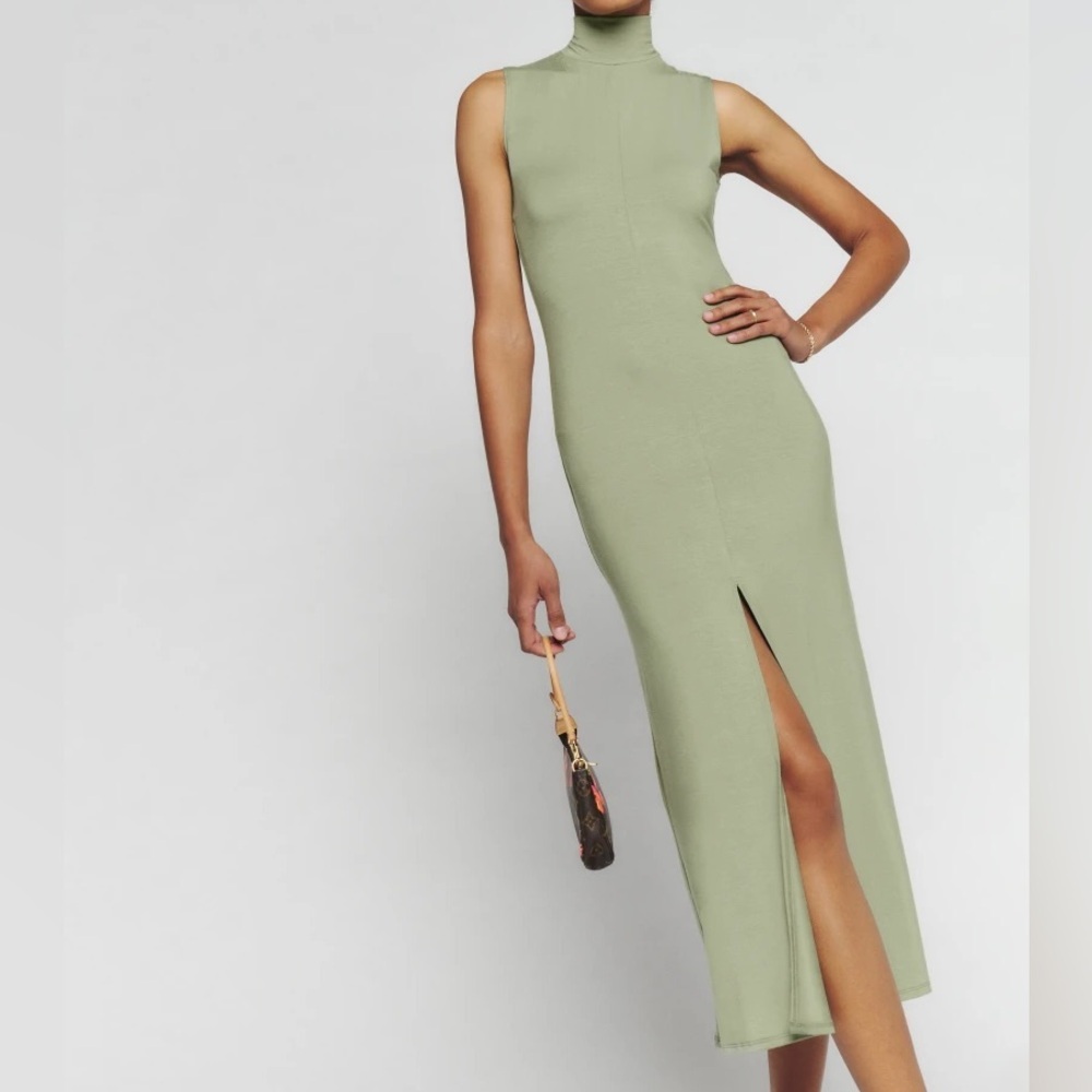 Reformation Sage Green Midi Dress
